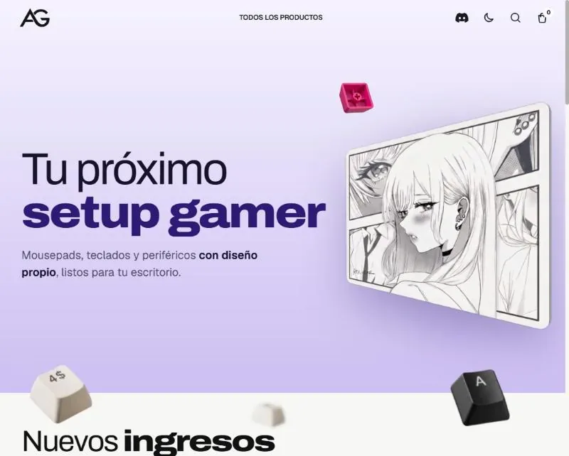 Portada de AimGearZ con un mousepad y teclas flotando